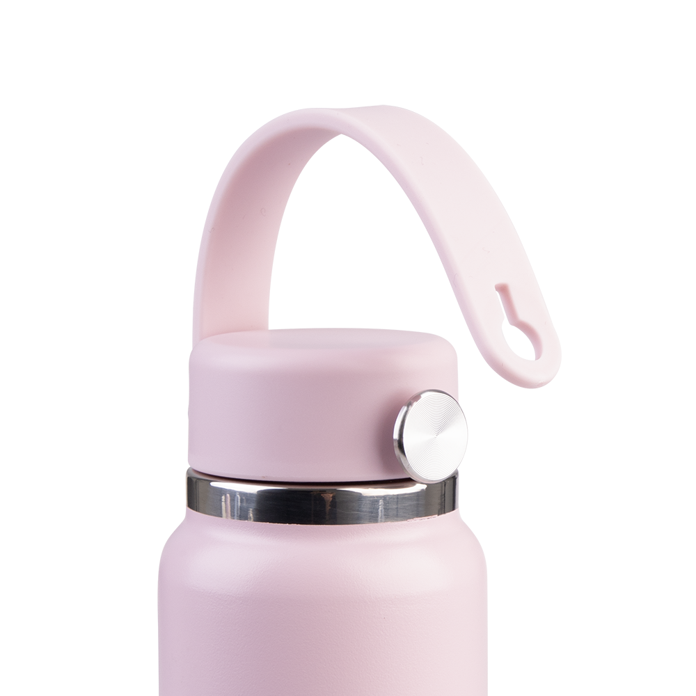 Oasis Insulated Mini Drink Bottle 200ml Pink Lemonade lid and strap detail
