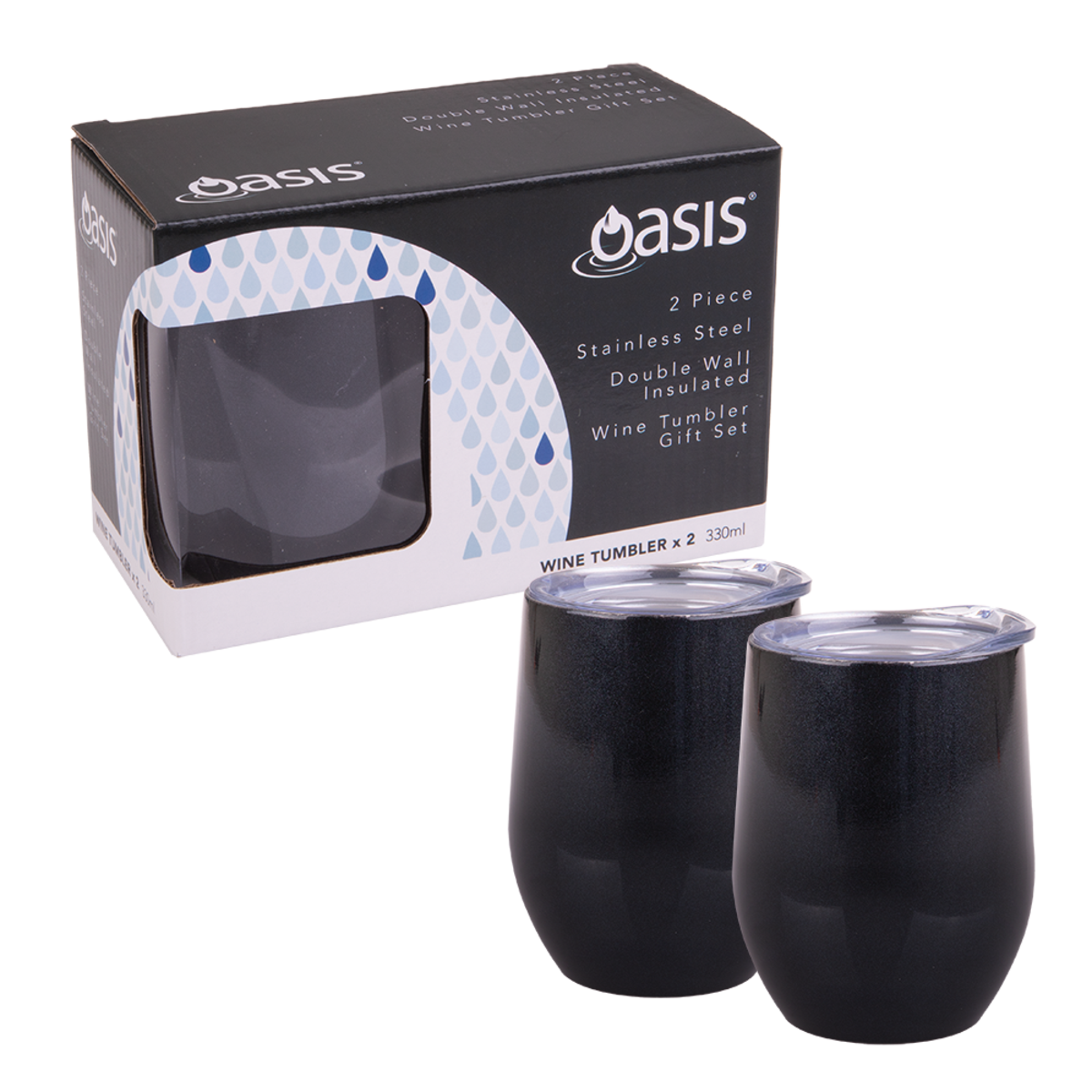 Wine Tumbler Gift Set -Oasis 2 Piece  - Midnight