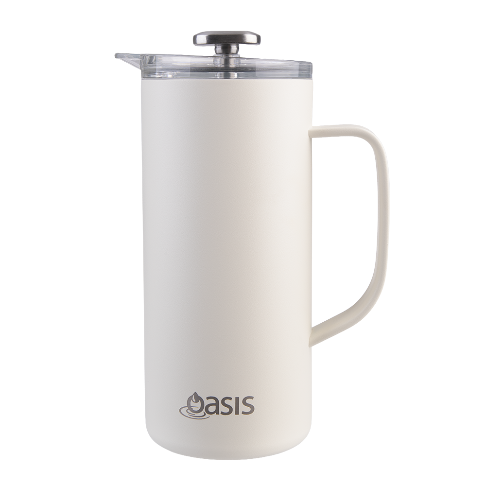 Oasis Stainless Steel Double Wall Insulated Coffee Press 4 Cup 600ml Alabaster