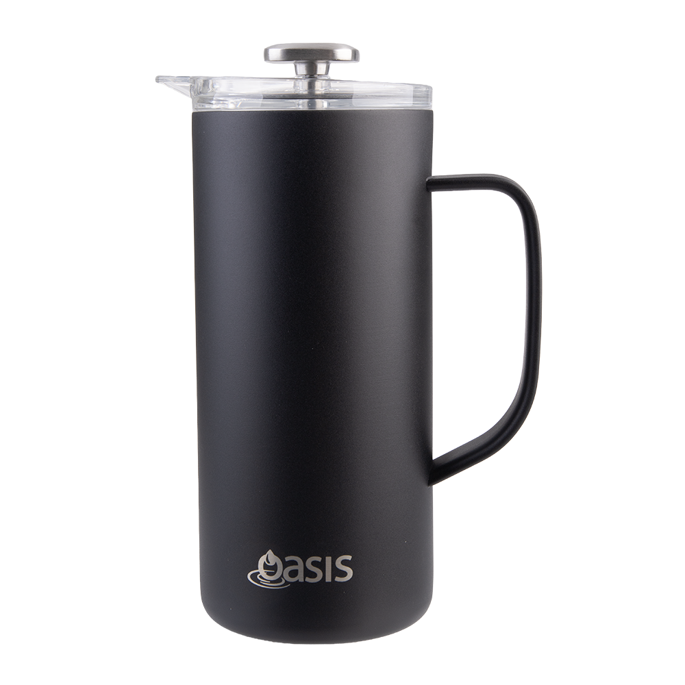 Oasis Stainless Steel Double Wall Insulated Coffee Press 4 Cup 600ml Black