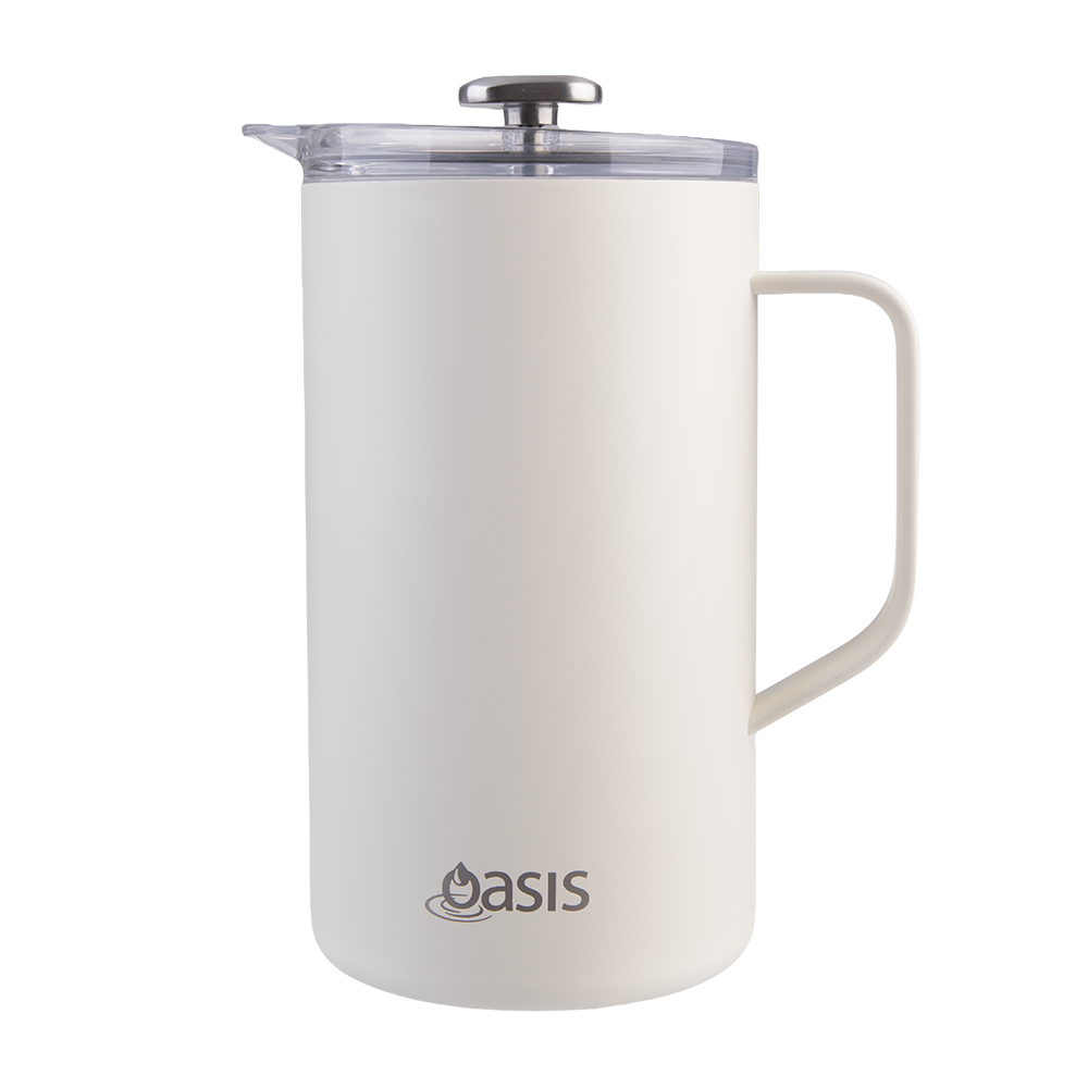 Oasis Stainless Steel Double Wall Insulated Coffee Press 8 Cup 1L Alabaster