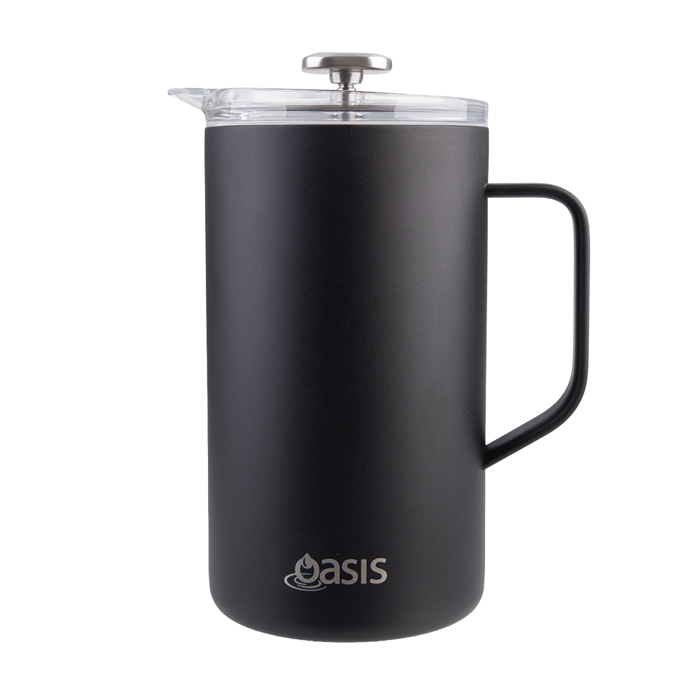 Oasis Stainless Steel Double Wall Insulated Coffee Press 8 Cup 1L Black