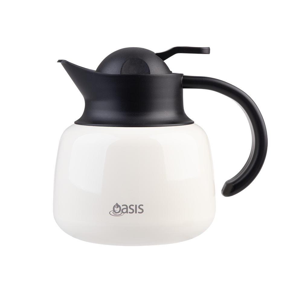 Oasis Stainless Steel Double Wall Insulated Teapot with Strainer 750mL — Ivory