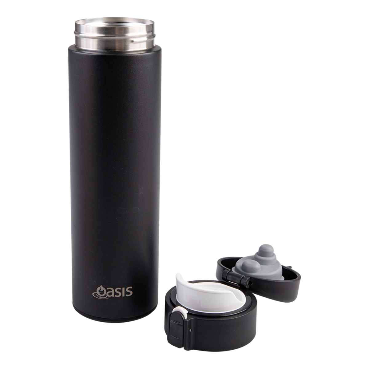 OASIS Stainless Steel Double Wall Insulated Flip-Top Flask (Black)