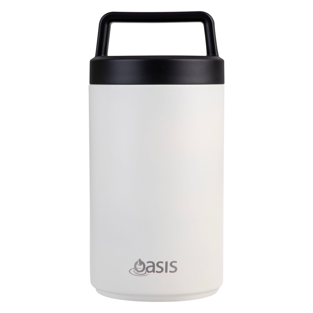 Oasis 700ml stainless steel insulated food flask with handle and spoon in Alabaster