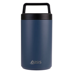 Oasis 700ml stainless steel insulated food flask with handle and spoon in Indigo