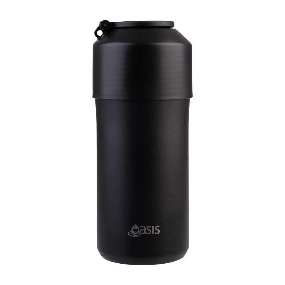 Oasis Stainless Steel Double Wall Insulated Adjustable Wine Cooler — Black