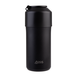 Oasis Stainless Steel Double Wall Insulated Adjustable Wine Cooler — Black