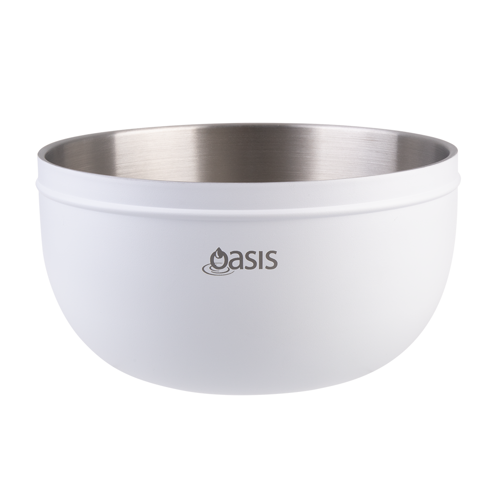 Oasis Stainless Steel Double Wall Insulated Wine Chiller Sleeve — White