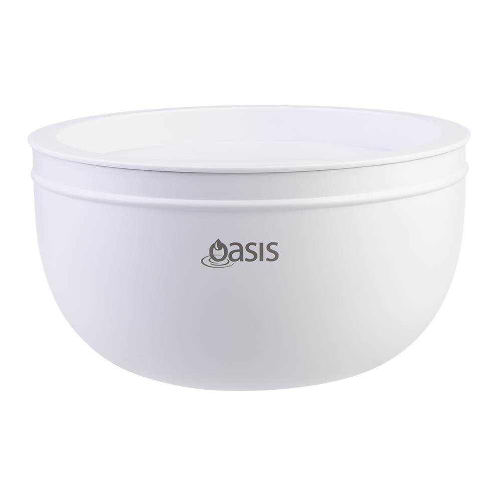 Oasis Stainless Steel Double Wall Insulated Wine Chiller Sleeve — White — View 2