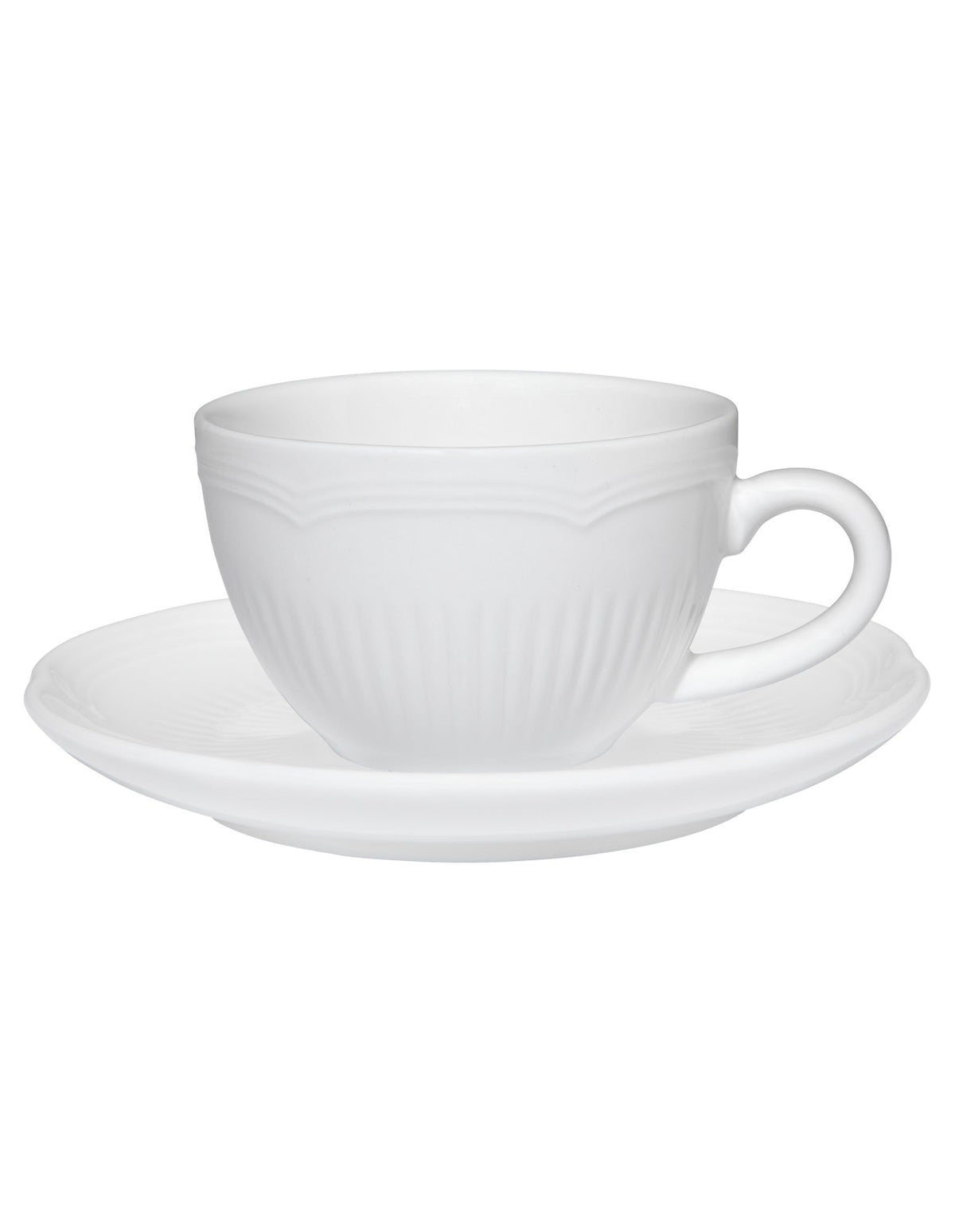 Rococo Demi Cup and Saucer 90ml - Maxwell & Williams porcelain, embossed pattern