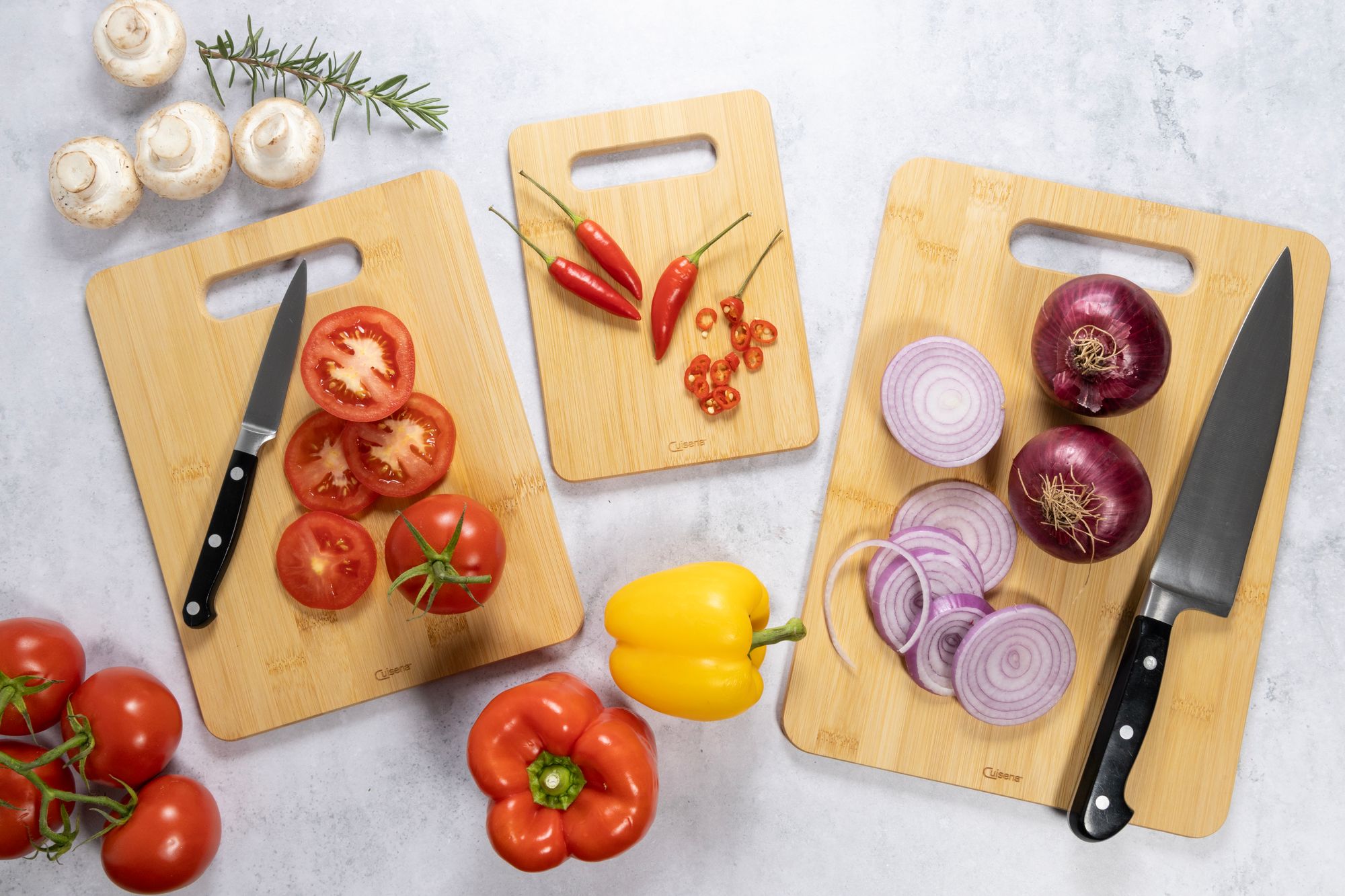 Bamboo Chopping Boards Set of 3 – Graduated Sizes with Juice Groove