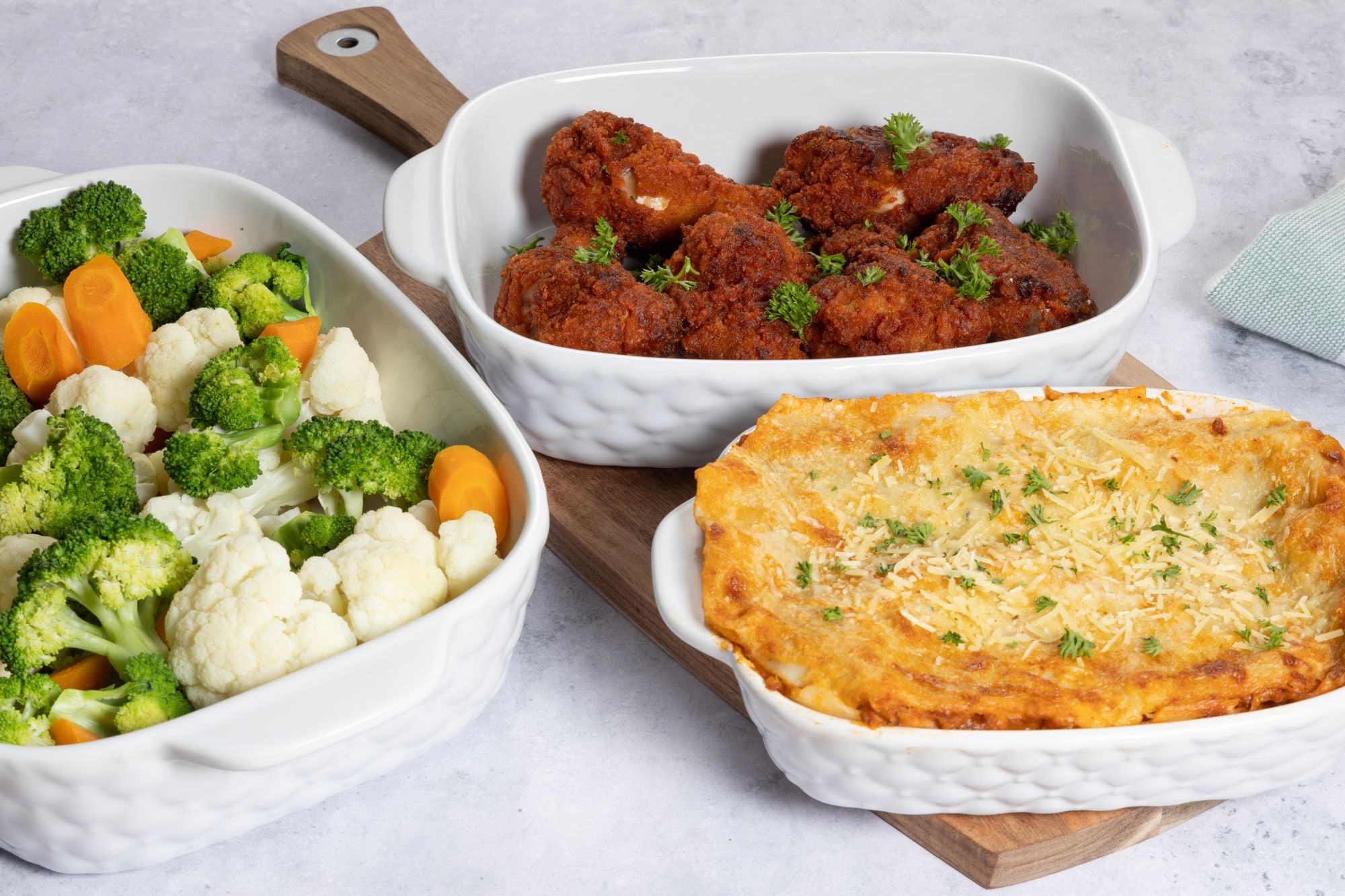 Cuisena Ceramic Baking Dish 24cm White lifestyle - weeknight bake