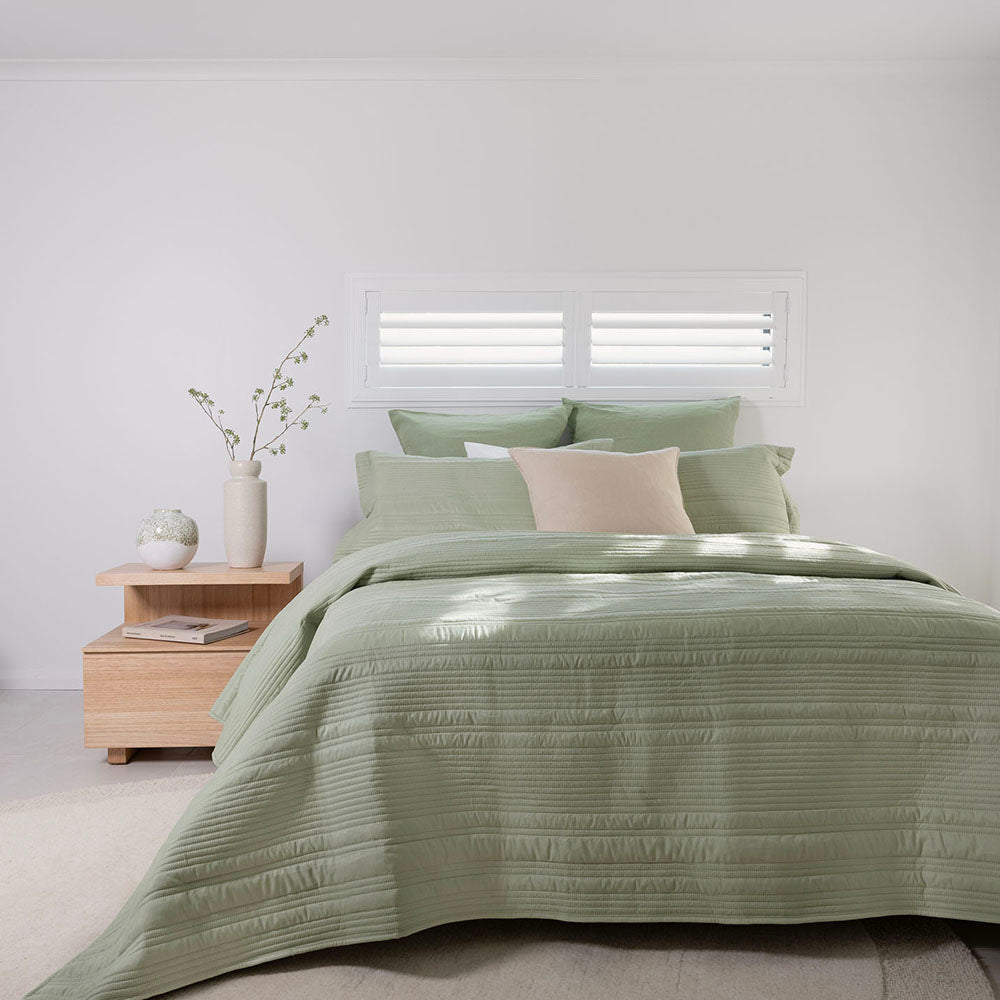 Flinders Coverlet Set Sage Q/K