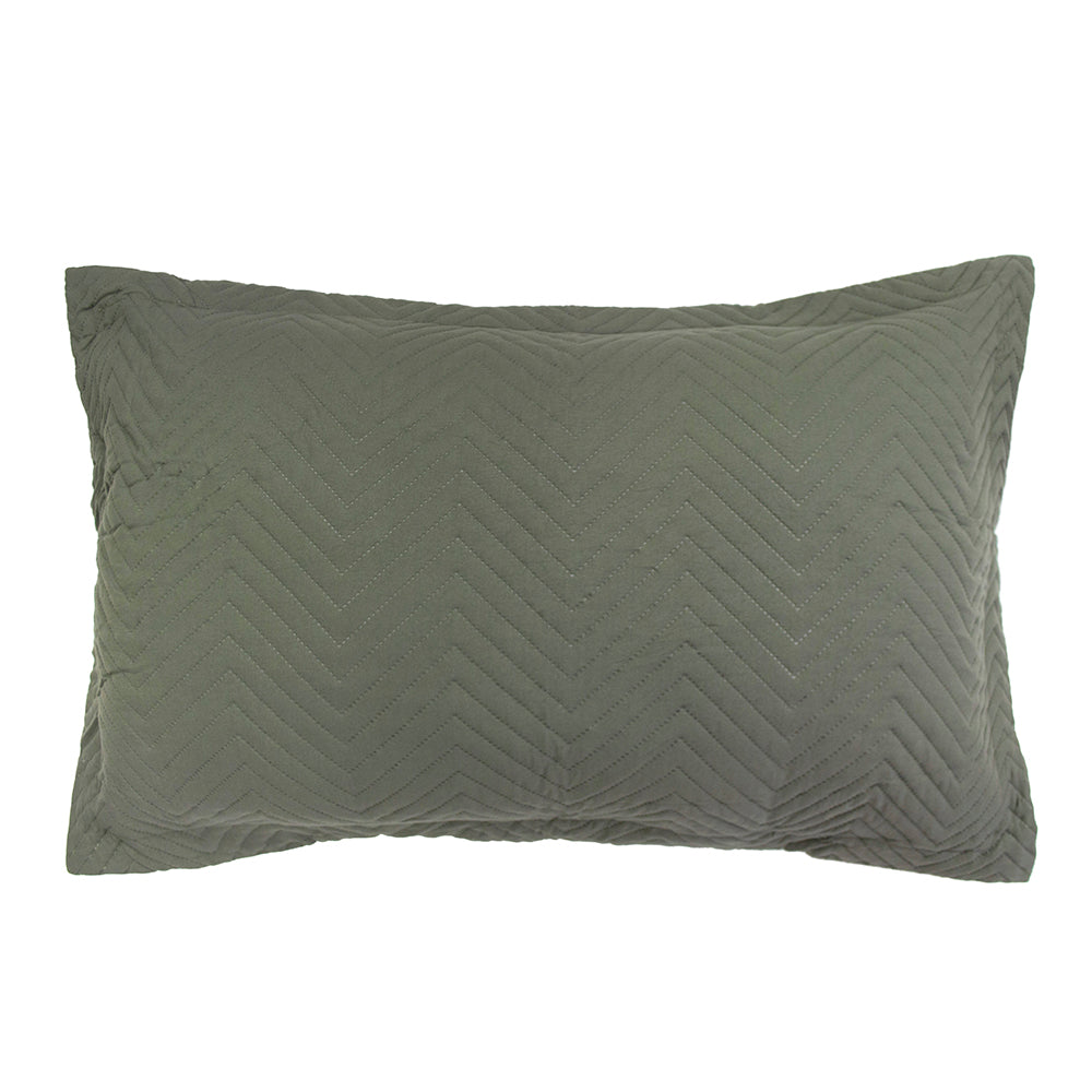 Bambury Herringbone Embossed Coverlet Set Moss Queen King