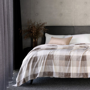 Bambury Charlie Ultraplush Blanket Nougat - styled on bed