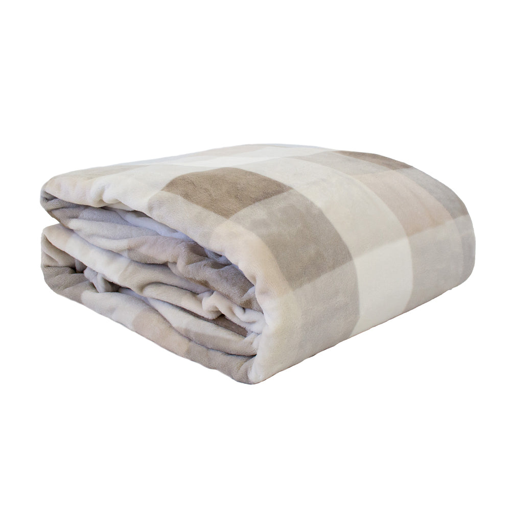 Bambury Charlie Ultraplush Blanket Nougat - soft check blanket