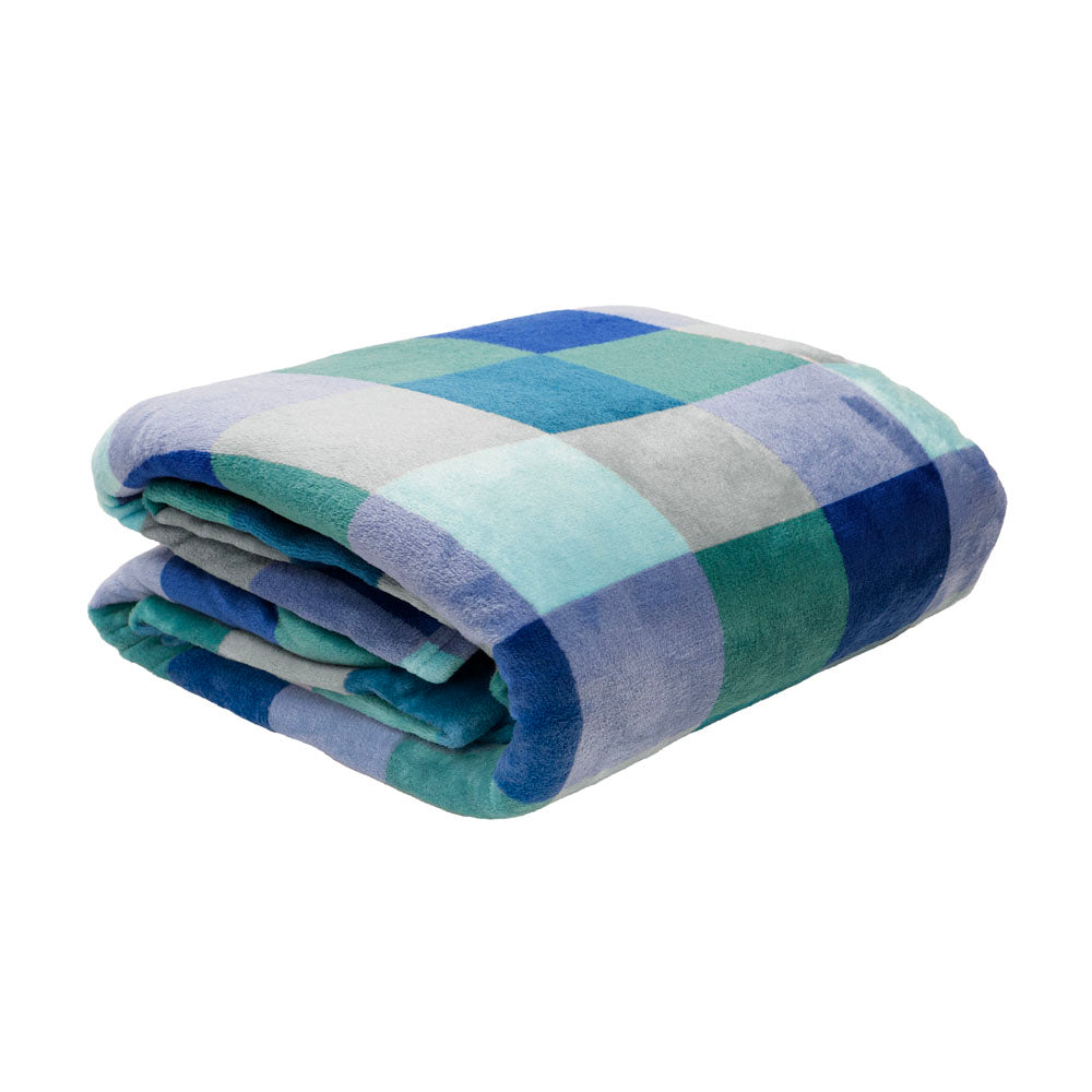 Bambury Charlie Ultraplush Blanket Ocean - soft check blanket