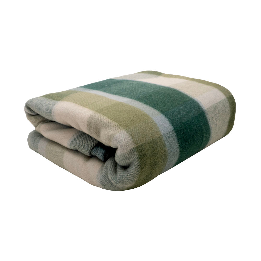 Bambury Nolan Wool Bamboo Blanket Forest Check - natural fibre blanket