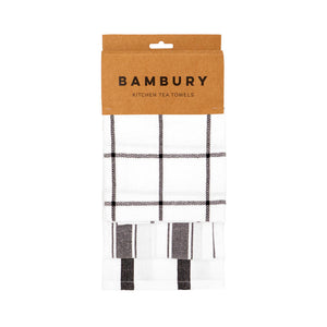 Bambury Preston Tea Towel Set of 3 Black - tea towel set