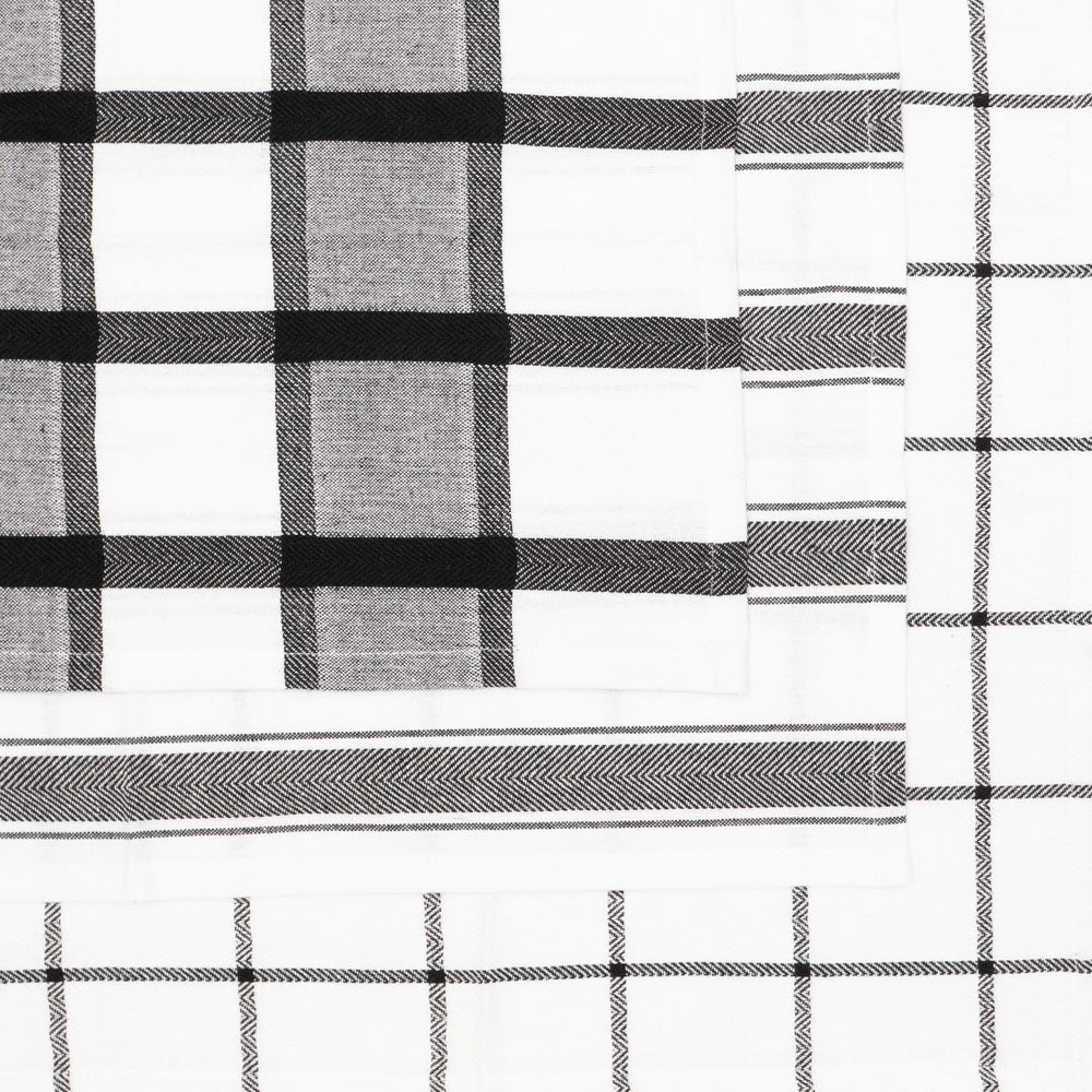 Bambury Preston Tea Towel Set of 3 Black close-up detail - tea towel set