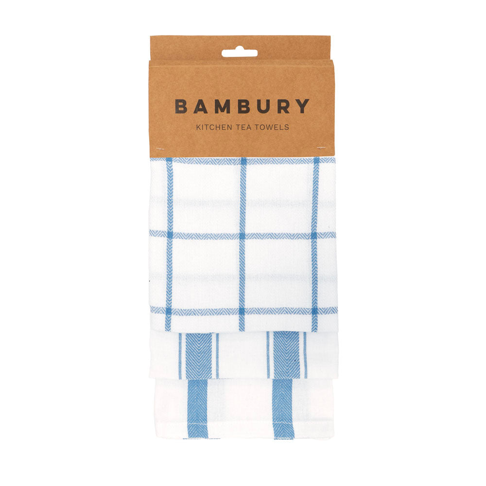 Bambury Preston Tea Towel Set of 3 Blue - tea towel set
