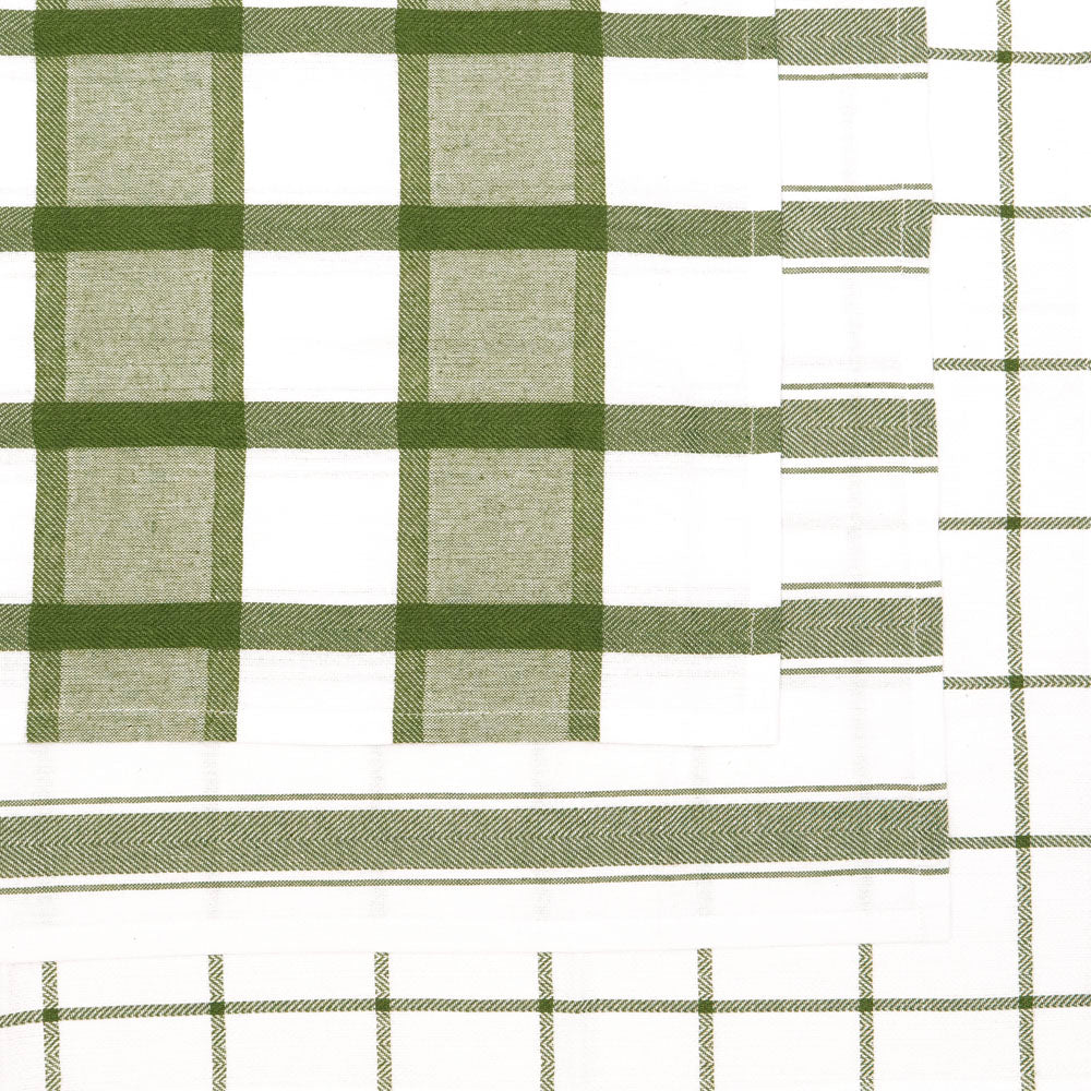 Bambury Preston Tea Towel Set of 3 Olive close-up detail - tea towel set