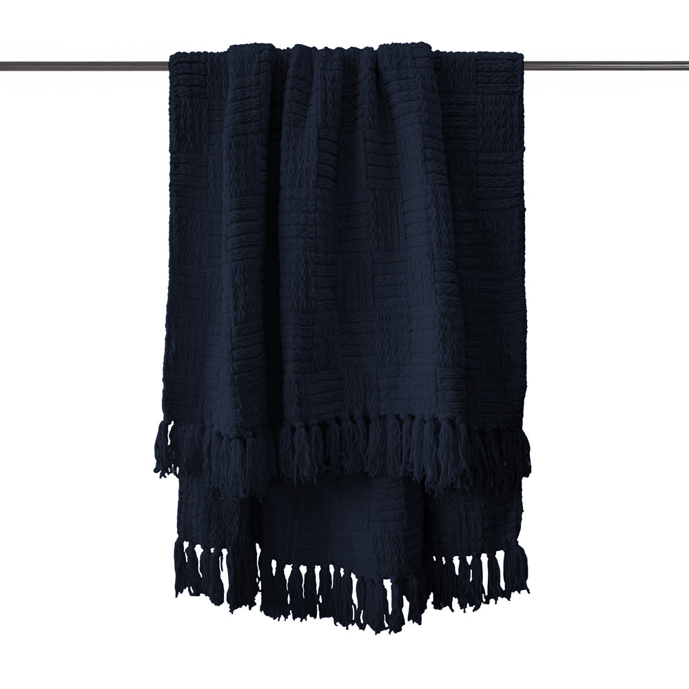 Bambury Asha Chenille Throw Navy - detail shot
