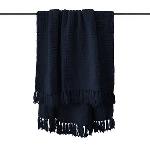 Bambury Asha Chenille Throw Navy - detail shot