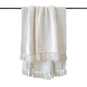 Bambury Asha Chenille Throw White - detail shot