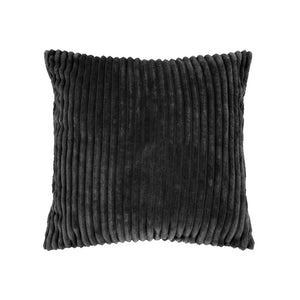Bambury Channel Square Cushion 50x50cm Charcoal - ribbed flannel fleece cushion