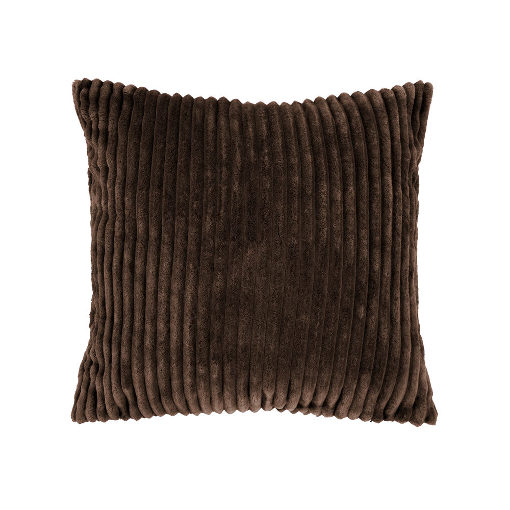 Bambury Channel Velour Stripe Cushion Chocolate - textured cushion