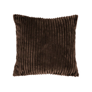 Bambury Channel Velour Stripe Cushion Chocolate - textured cushion