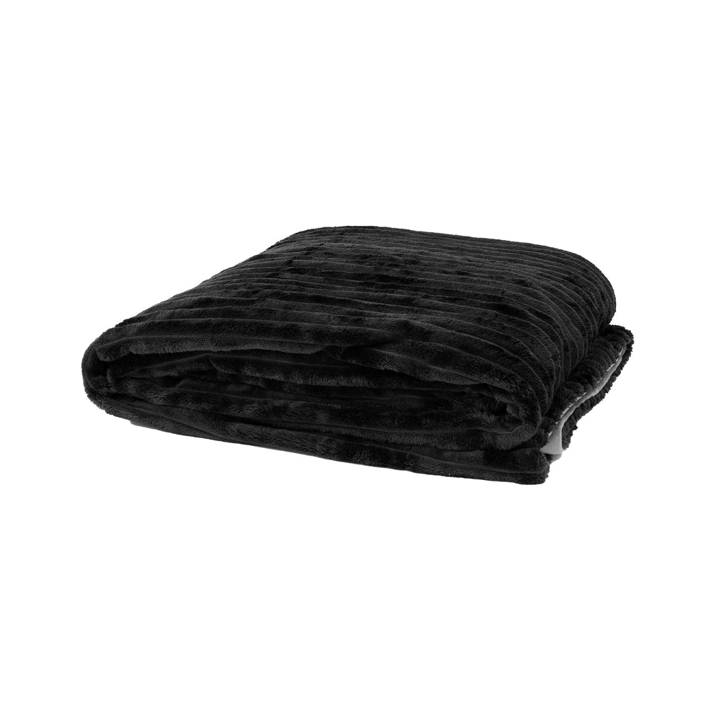 Bambury Channel Throw 150x200cm Charcoal - ribbed flannel fleece throw blanket