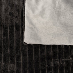 Bambury Channel Throw 150x200cm Charcoal - close-up of ribbed channel texture