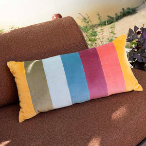 Bambury Cooper Velvet Rectangle Cushion Lollipop styled lifestyle shot - velvet cushion