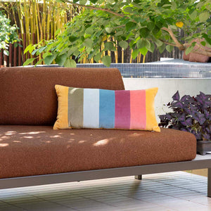 Bambury Cooper Velvet Rectangle Cushion Lollipop styled lifestyle shot - velvet cushion