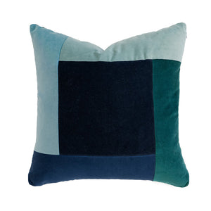 Bambury Jax Square Cushion Ocean - velvet patchwork cushion product shot
