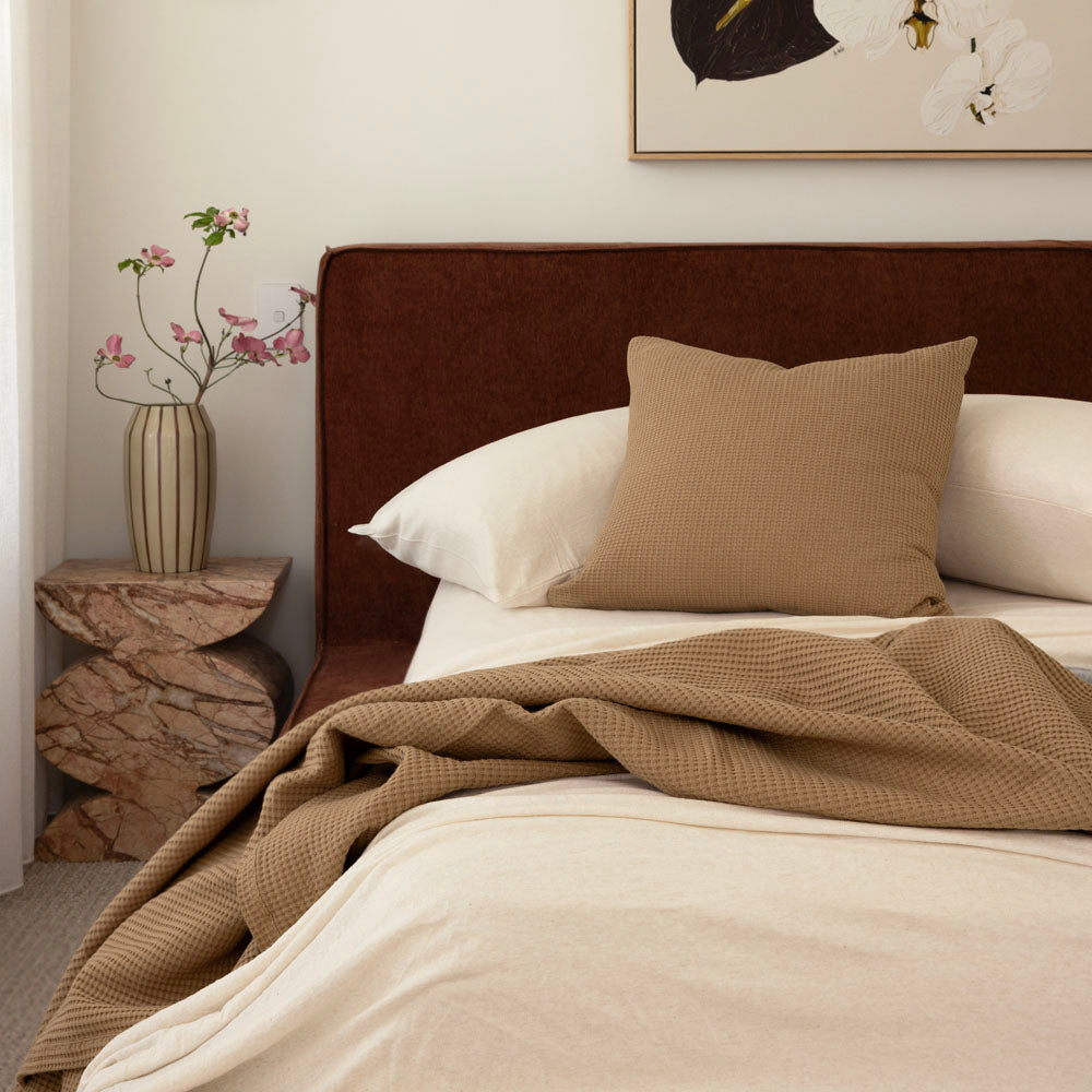 Bambury Milo Waffle Square Cushion Chai