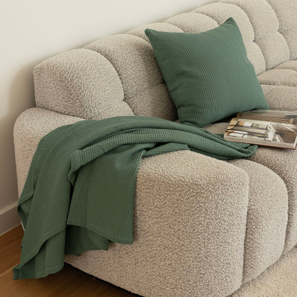 Bambury Milo Waffle Square Cushion Juniper