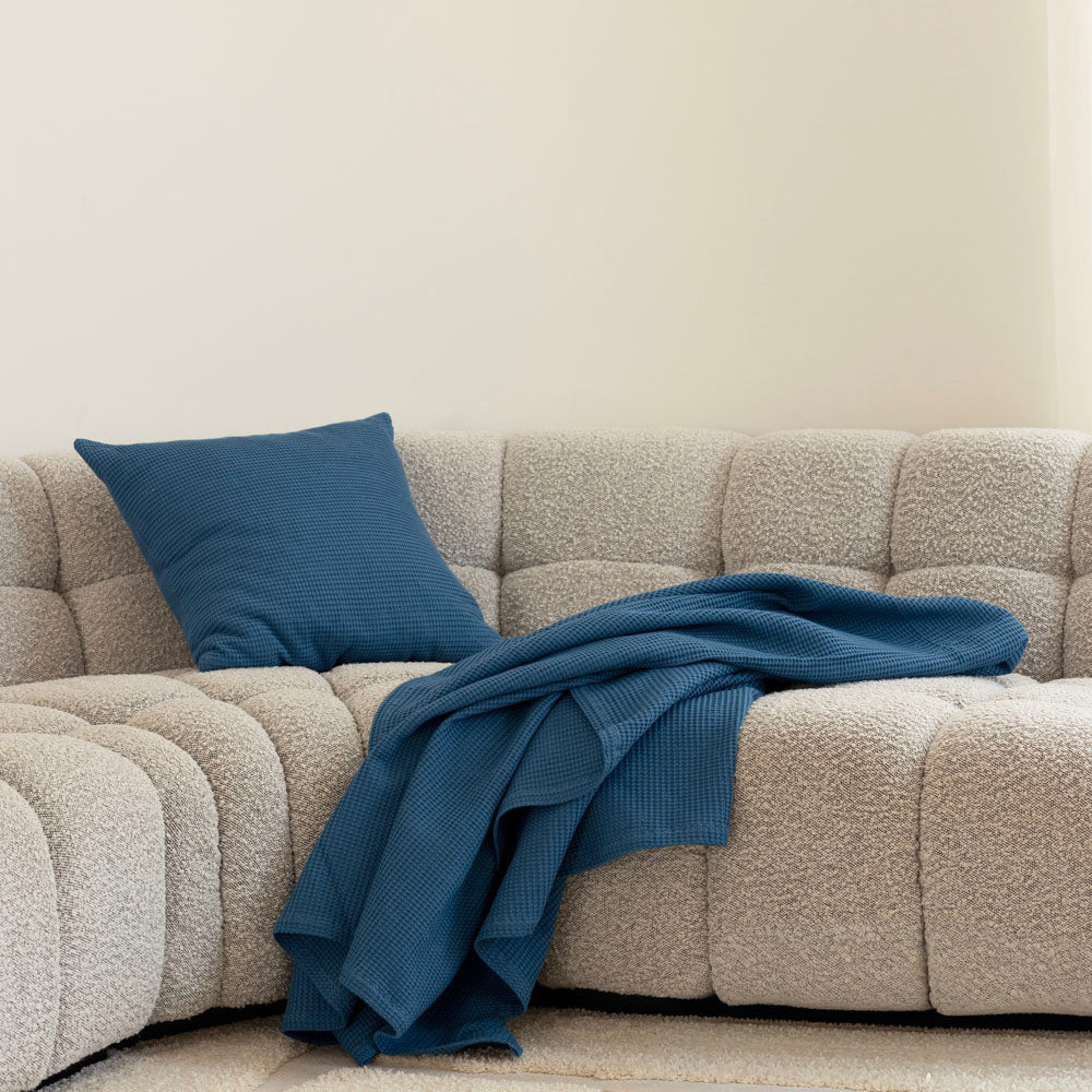 Bambury Milo Waffle Square Cushion Ocean