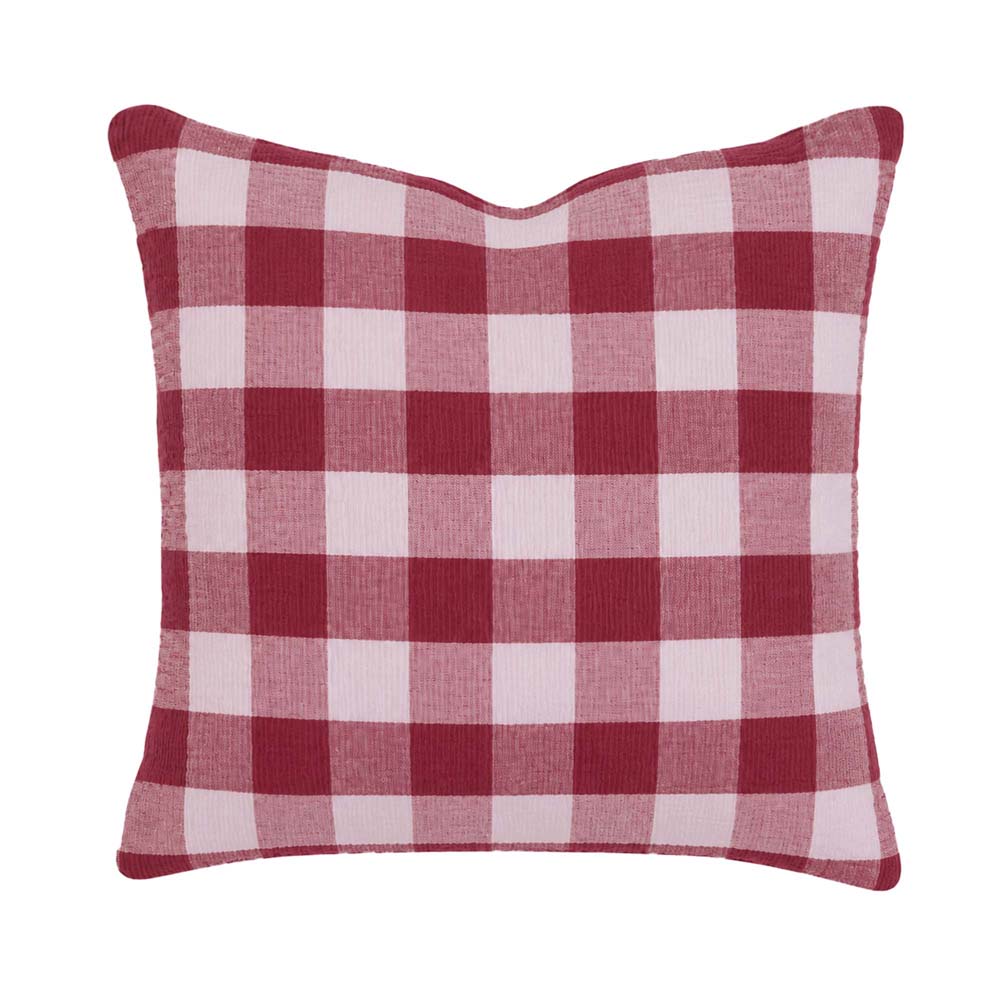 Bambury Willow Gingham Square Cushion Berry - gingham cushion