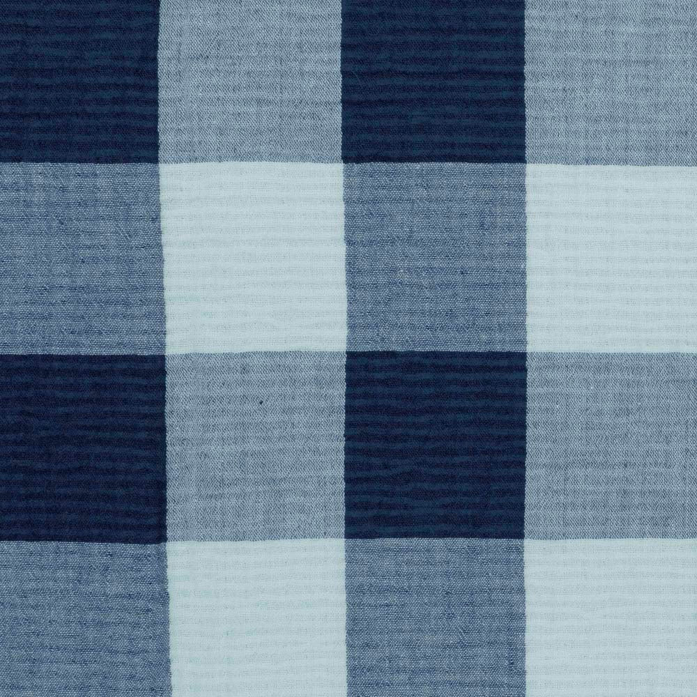 Bambury Willow Gingham Square Cushion Blue close-up detail - gingham cushion