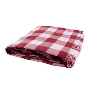 Bambury Willow Gingham Cotton Throw Berry - cotton throw