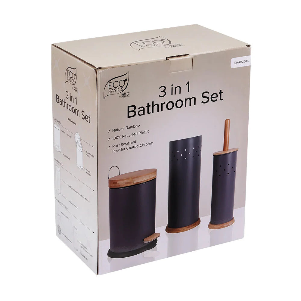 3-in-1 Bathroom Set Black – White Magic Eco Basics