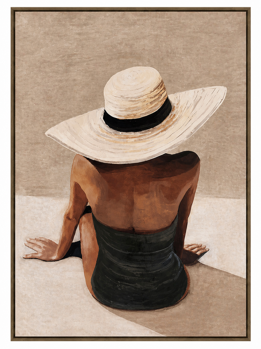 Brimmed Elegance Back Framed Canvas Print 75x100cm – Contemporary Wall Art
