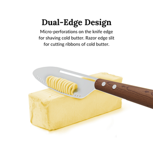 Prepara butter knife in use — spreading cold butter with ease