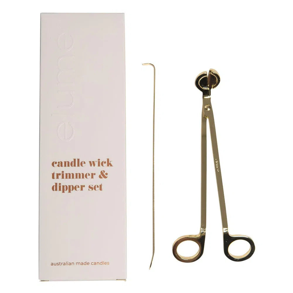 Elume Candle Wick Trimmer and Dipper Set Gold Plated Stainless Steel - candle care accessory
