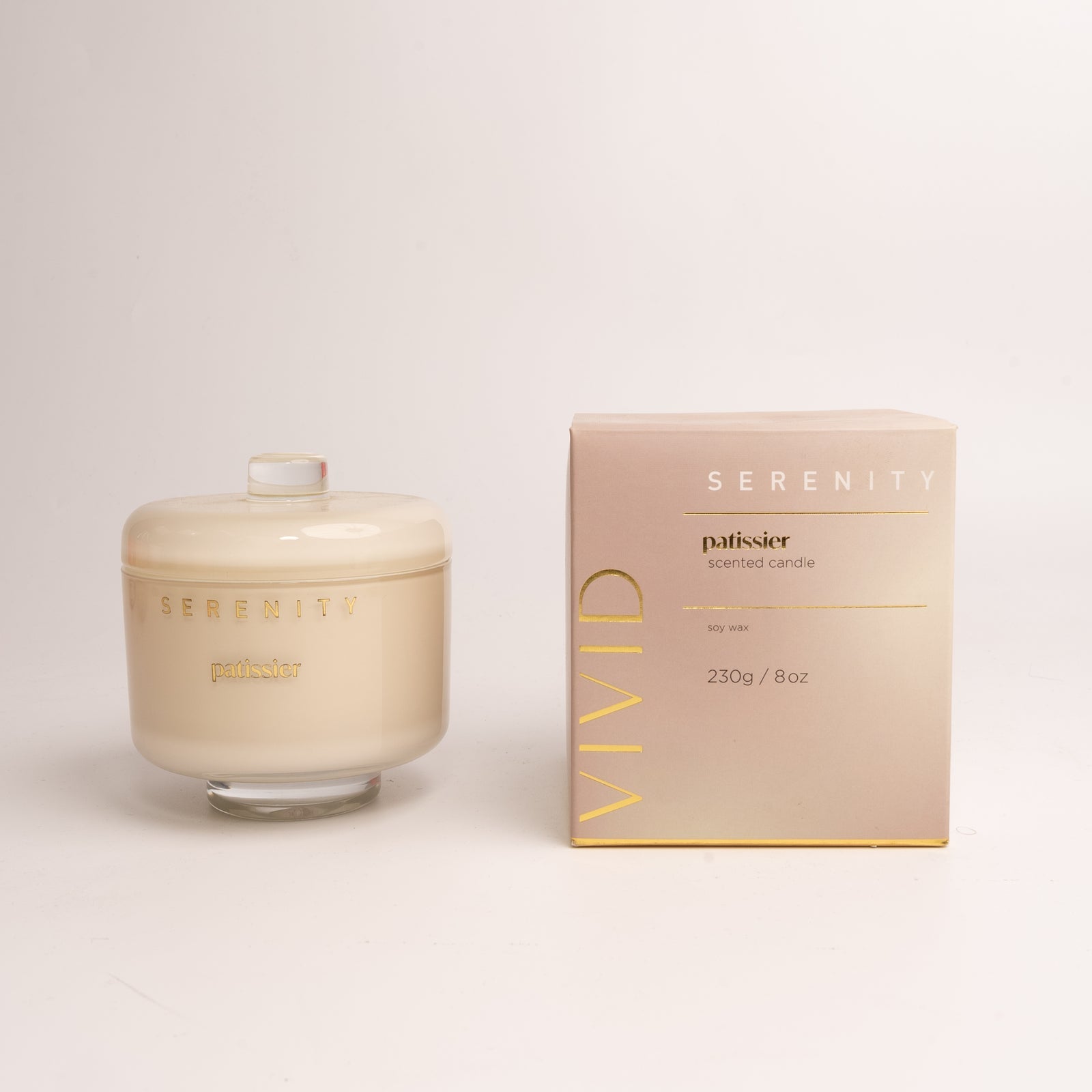 Home Fragrance Co Patissier Vivid Serenity Scented Candle 230g - soy wax candle white caramel rose brown sugar