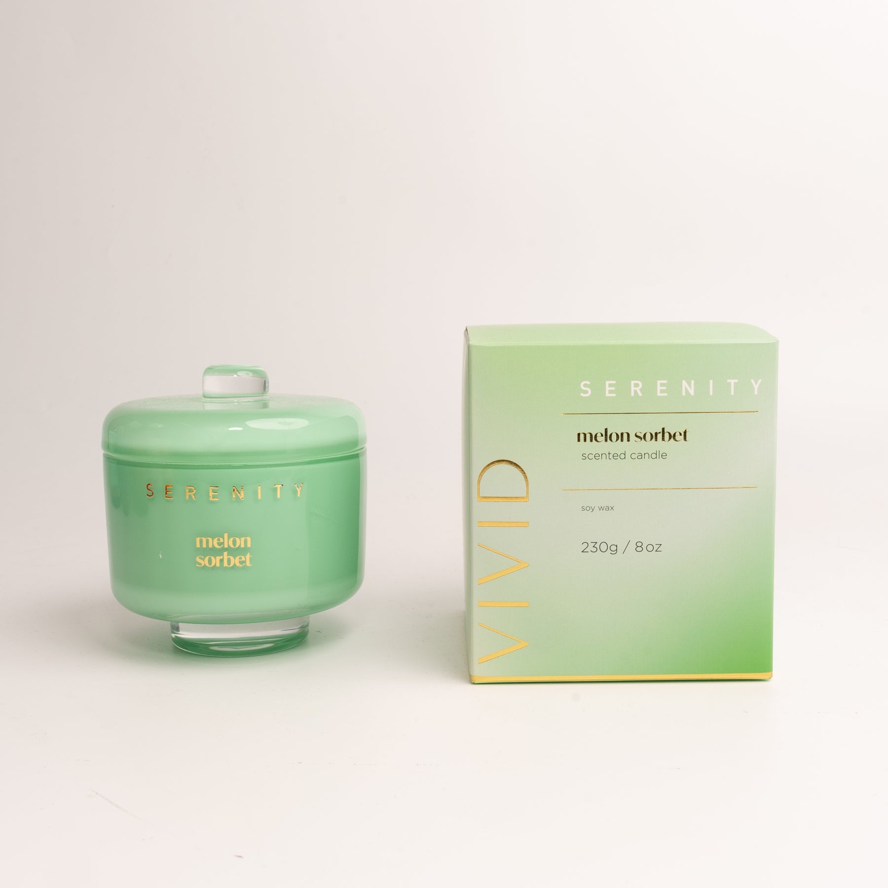 Home Fragrance Co Melon Sorbet Vivid Serenity Scented Candle 230g - soy wax candle coloured glass jar